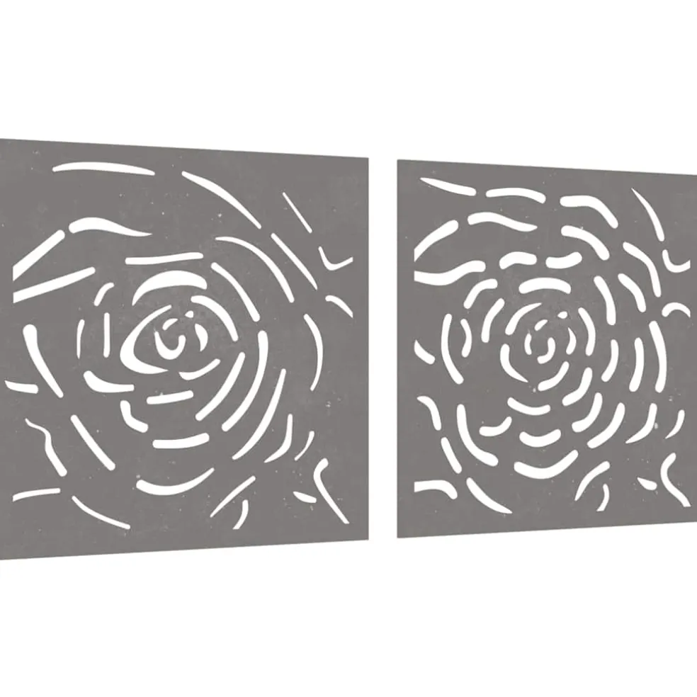 vidaXL Wanddecoratie tuin 2 st rozenontwerp 55x55 cm cortenstaal