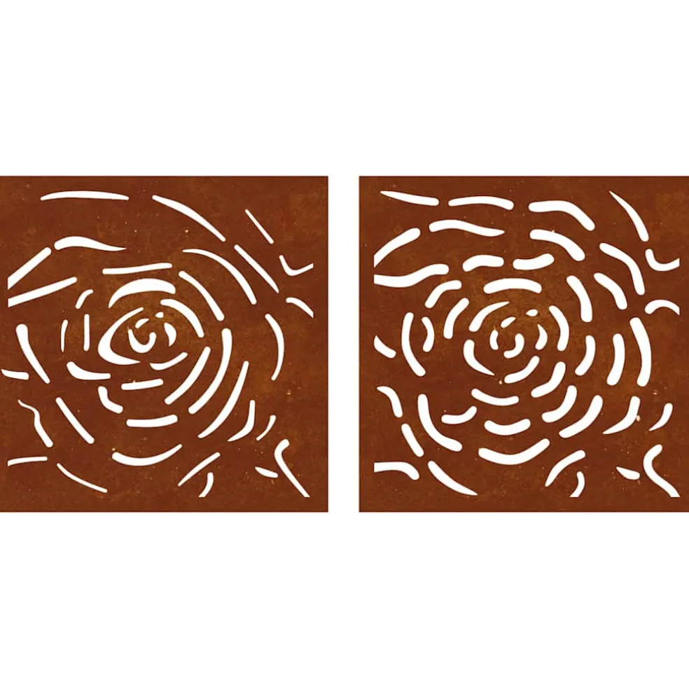 vidaXL Wanddecoratie tuin 2 st rozenontwerp 55x55 cm cortenstaal
