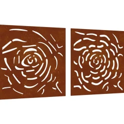 vidaXL Wanddecoratie tuin 2 st rozenontwerp 55x55 cm cortenstaal