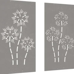 vidaXL Wanddecoratie tuin 2 st bloemenontwerp 105x55 cm cortenstaal