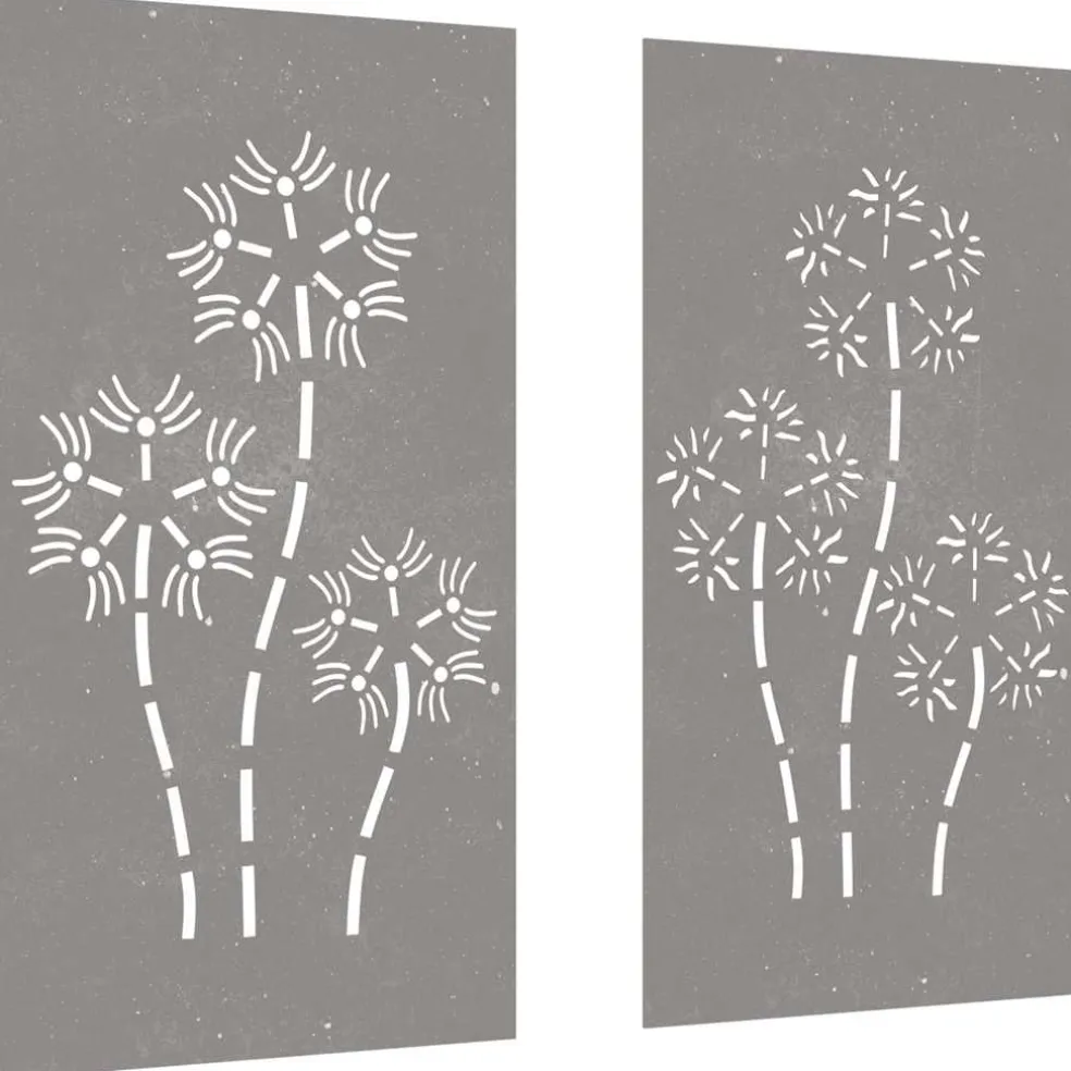 vidaXL Wanddecoratie tuin 2 st bloemenontwerp 105x55 cm cortenstaal
