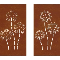 vidaXL Wanddecoratie tuin 2 st bloemenontwerp 105x55 cm cortenstaal
