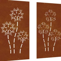 vidaXL Wanddecoratie tuin 2 st bloemenontwerp 105x55 cm cortenstaal