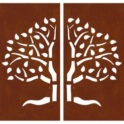vidaXL Wanddecoratie tuin 2 st boomontwerp 105x55 cm cortenstaal