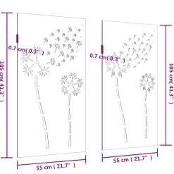 vidaXL Wanddecoratie tuin 2 st bloemenontwerp 105x55 cm cortenstaal
