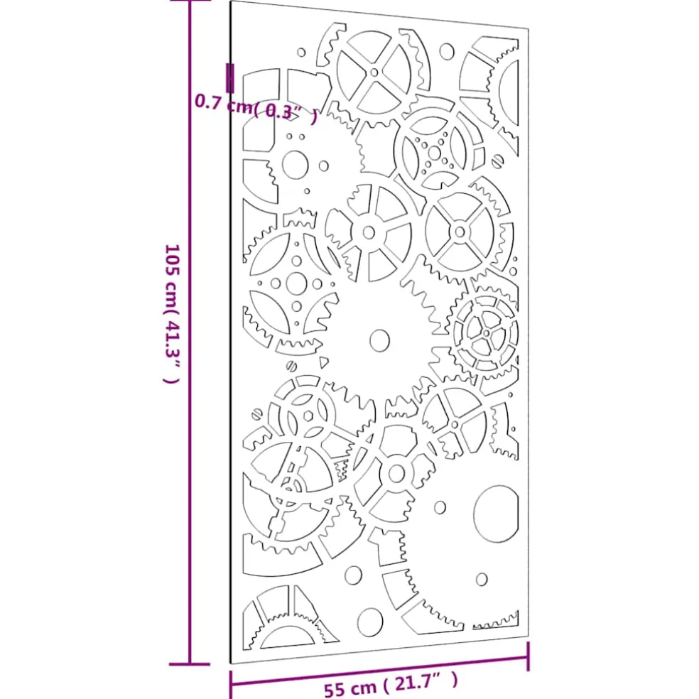vidaXL Wanddecoratie tuin tandwielontwerp 105x55 cm cortenstaal
