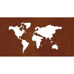 vidaXL Wanddecoratie tuin wereldkaartontwerp 105x55 cm cortenstaal