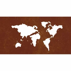 vidaXL Wanddecoratie tuin wereldkaartontwerp 105x55 cm cortenstaal