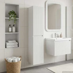 vidaXL Wand Gemonteerde Badkamerkast Wit 33 x 34,5 x 160 cm