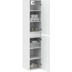 vidaXL Wand Gemonteerde Badkamerkast Wit 33 x 34,5 x 160 cm