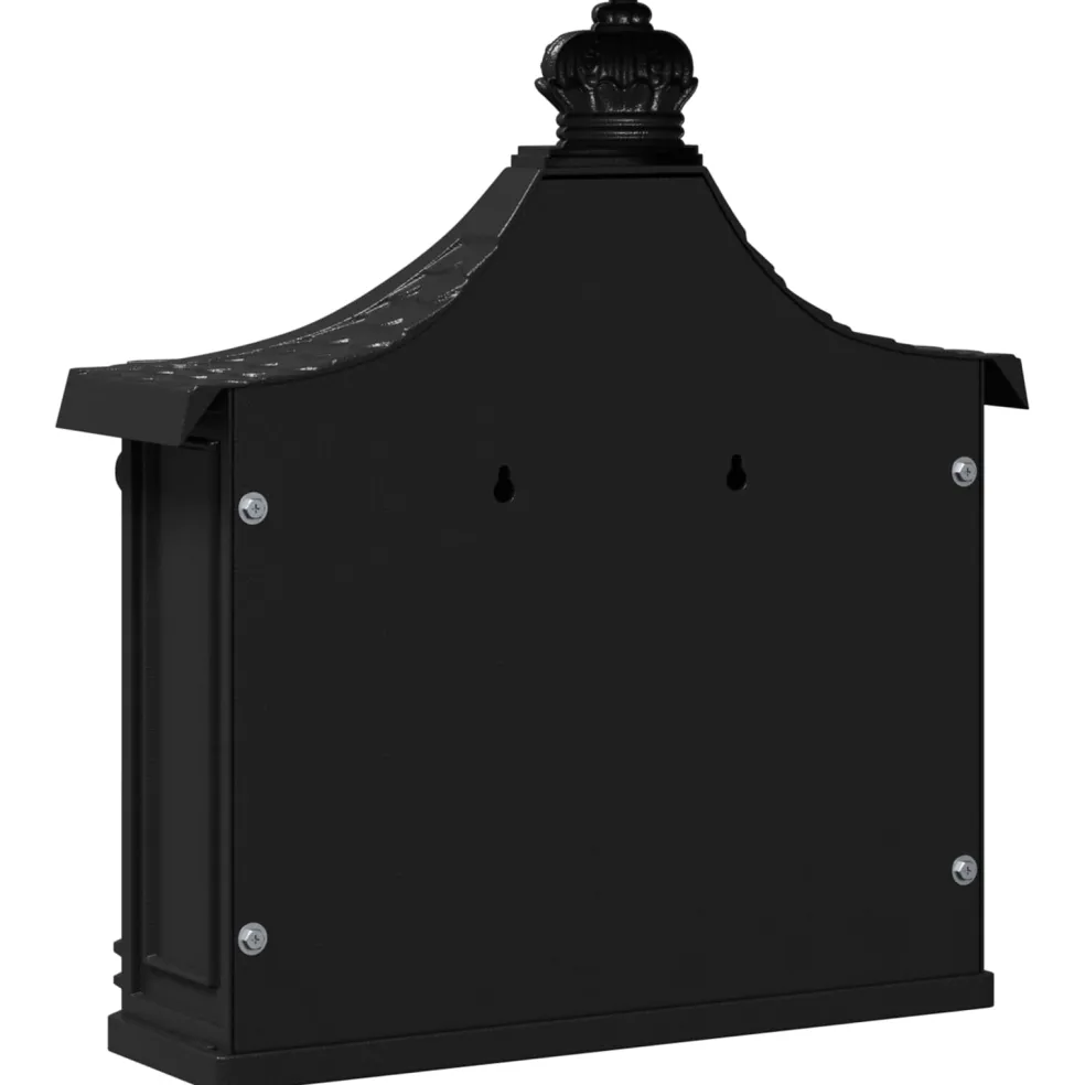 vidaXL Wandgemonteerde brievenbus met opslag Zwart 40,5 x 16 x 45 cm