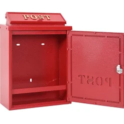 vidaXL Wandgemonteerde brievenbus met opslag Rood 29 x 13 x 41 cm