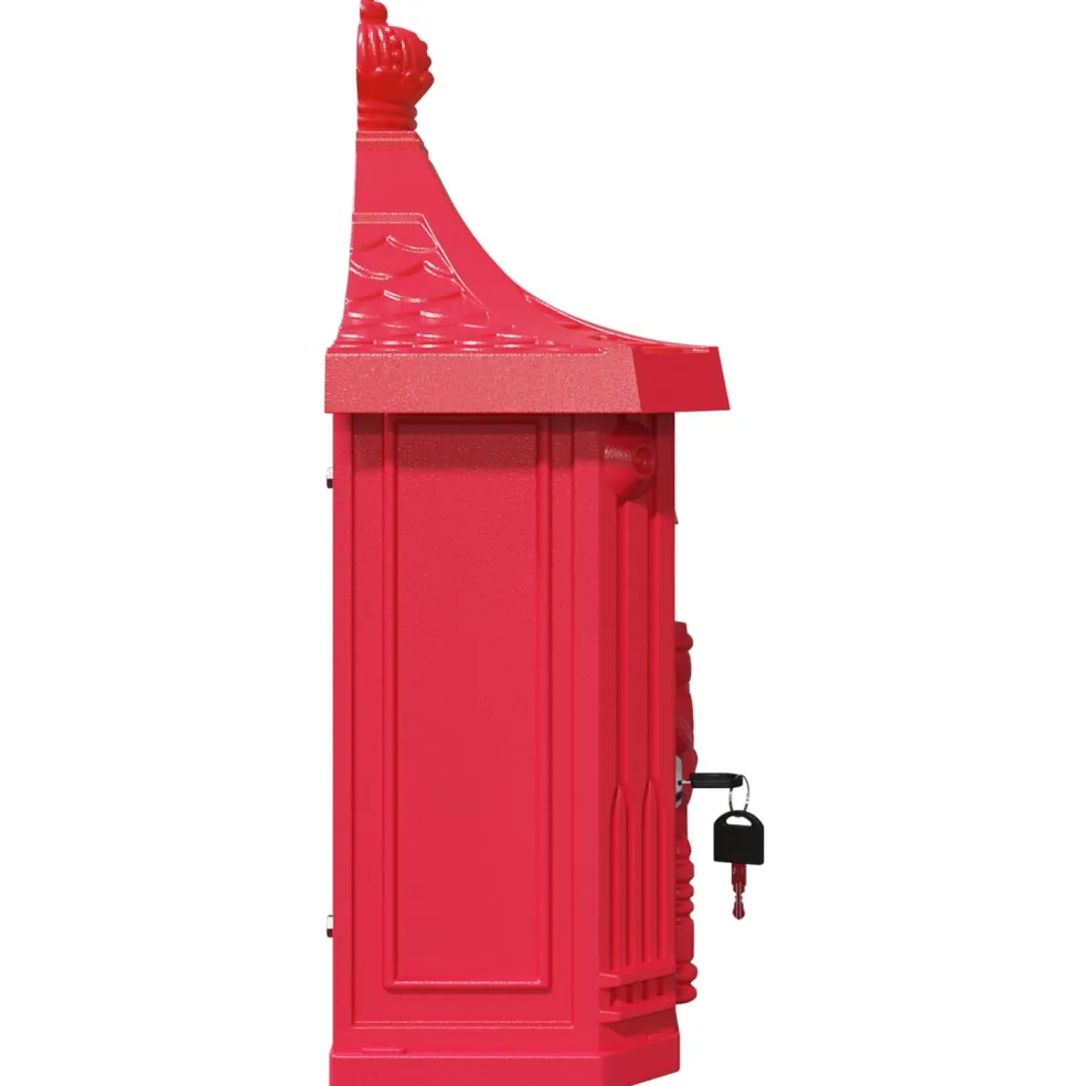 vidaXL Wandgemonteerde brievenbus met opslag Rood 40,5 x 16 x 45 cm