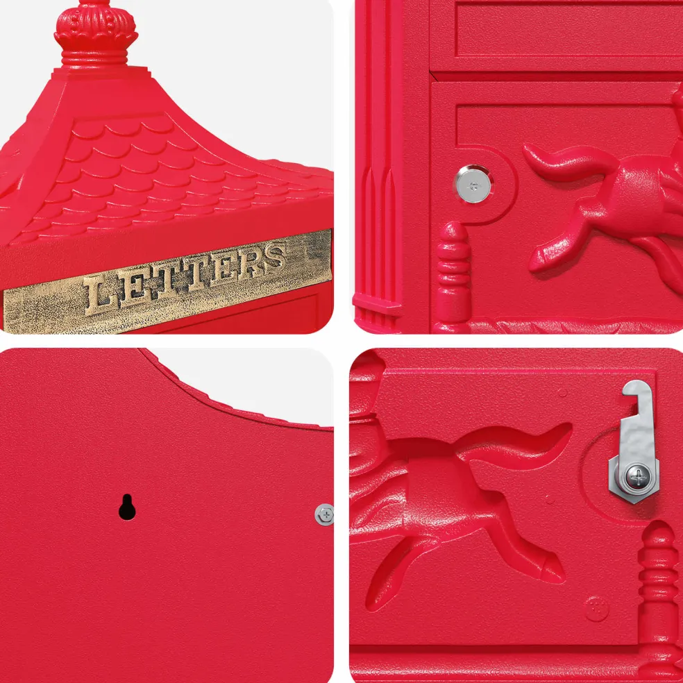 vidaXL Wandgemonteerde brievenbus met opslag Rood 40,5 x 16 x 45 cm