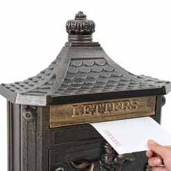 vidaXL Wandgemonteerde brievenbus met opslag Brons 40,5 x 16 x 45 cm