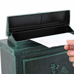 vidaXL Wandgemonteerde brievenbus met opslag Groen 29 x 13 x 41 cm