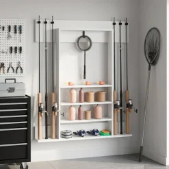 vidaXL Wandgemonteerde hengelhouder Bewerkt hout 93 x 12 x 103 cm