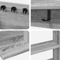 vidaXL Wandgemonteerde hengelhouder Bewerkt hout 93 x 12 x 103 cm