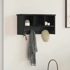 vidaXL Wandgemonteerde kapstok Muurmontage Zwart Eiken 50 x 16 x 26 cm