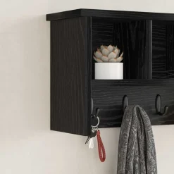 vidaXL Wandgemonteerde kapstok Muurmontage Zwart Eiken 50 x 16 x 26 cm