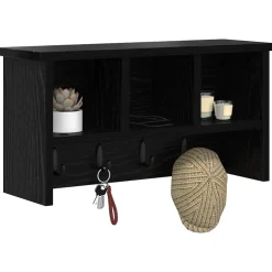 vidaXL Wandgemonteerde kapstok Muurmontage Zwart Eiken 50 x 16 x 26 cm
