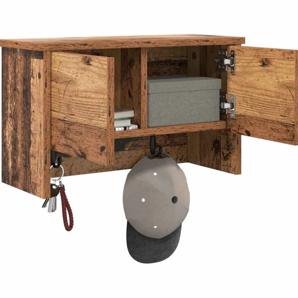 vidaXL Wandgemonteerde kapstok Muurmontage Oudhout 50 x 20 x 30 cm