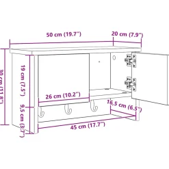 vidaXL Wandgemonteerde kapstok Muurmontage Oudhout 50 x 20 x 30 cm