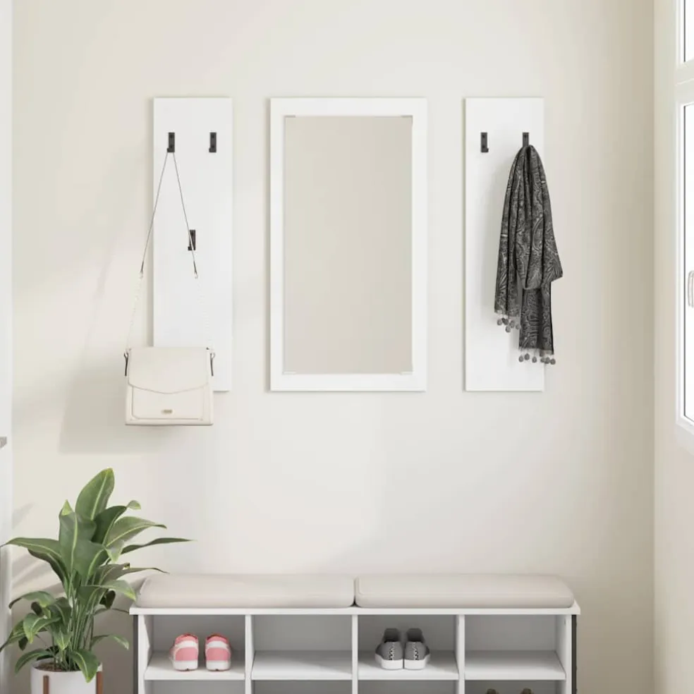 vidaXL Wandgemonteerde kapstok Muurmontage Wit 96 x 1,5 x 90 cm