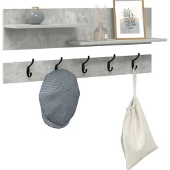 vidaXL Wandgemonteerde kapstok Muurmontage Beton Grijs 90 x 15 x 36 cm
