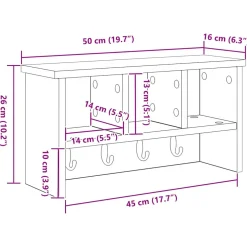 vidaXL Wandgemonteerde kapstok Muurmontage Wit 50 x 16 x 26 cm