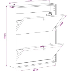 vidaXL Wandgemonteerde Schoenkast BREDA 71 x 17 x 86 cm Bewerkt hout