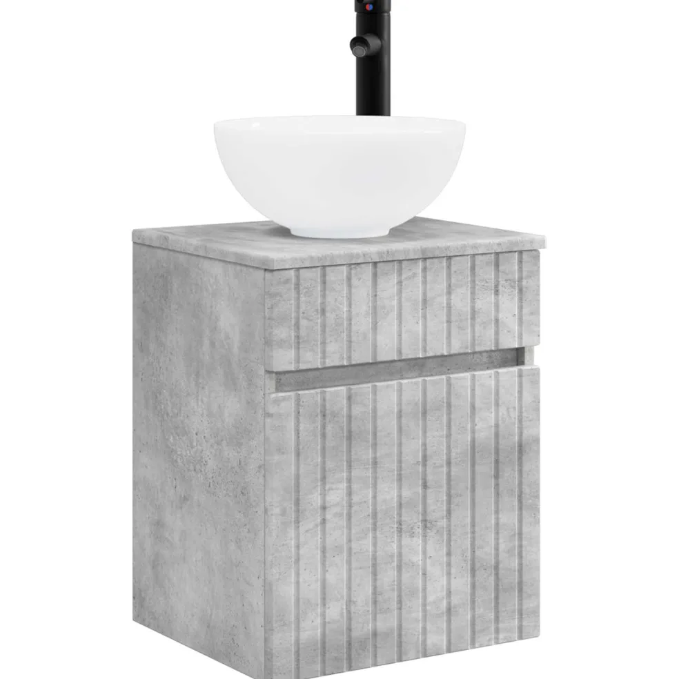 vidaXL Wandgemonteerde wastafelmeubel Betongrijs 39 x 35 x 63 cm
