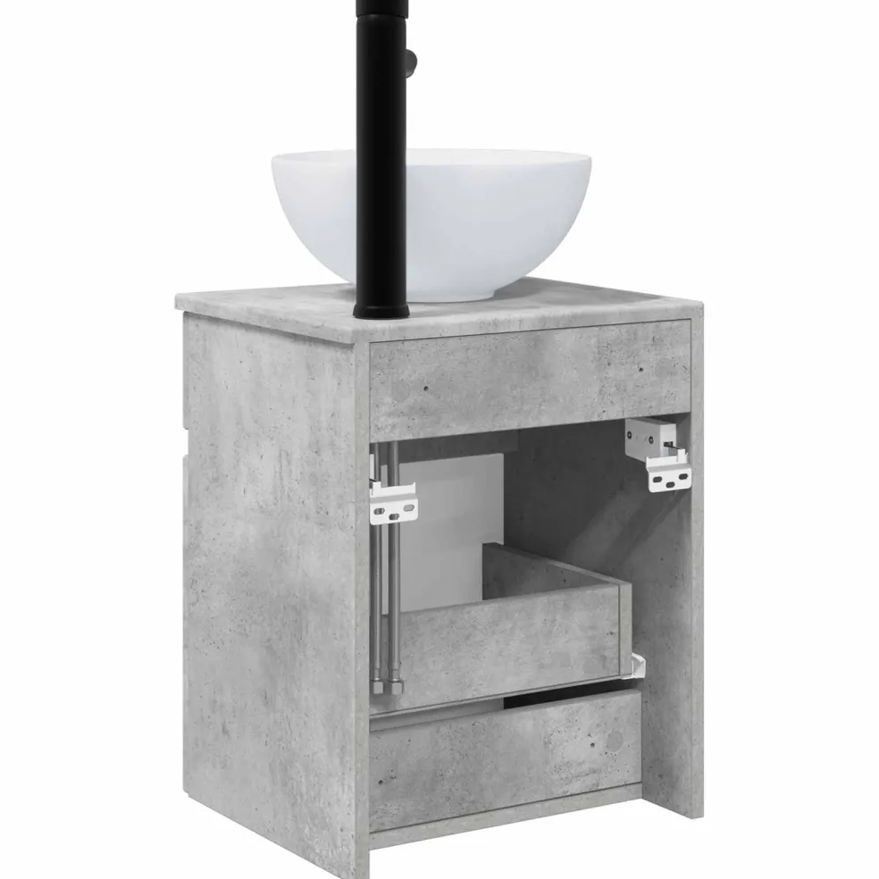vidaXL Wandgemonteerde wastafelmeubel Betongrijs 39 x 35 x 63 cm