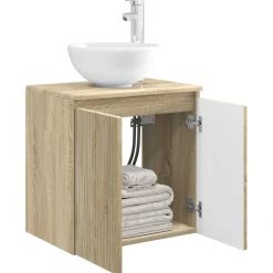 vidaXL Wandgemonteerde wastafelmeubel Sonoma Eiken 49,5 x 41 x 64,5 cm
