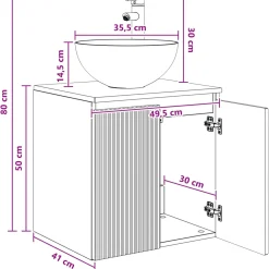 vidaXL Wandgemonteerde wastafelmeubel Sonoma Eiken 49,5 x 41 x 64,5 cm