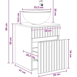 vidaXL Wandgemonteerde wastafelmeubel Sonoma Eiken 39 x 41 x 64,5 cm