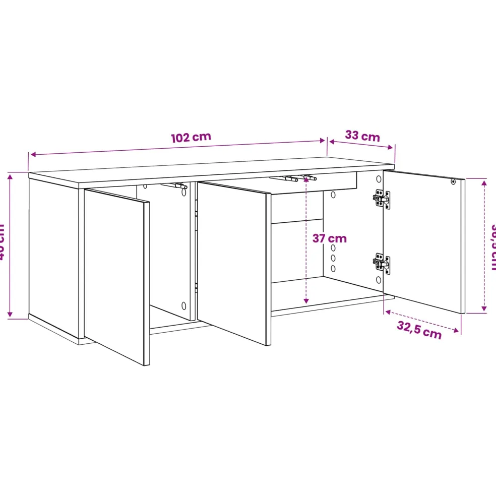 vidaXL Wandgemonteerd tv-meubel GENNEP 102 x 33 x 40 cm Zwart eiken
