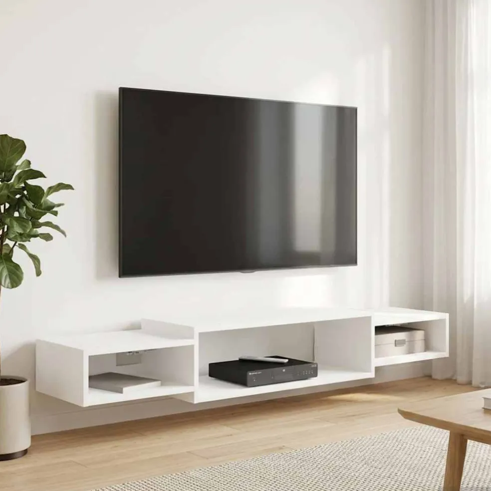 vidaXL Wandgemonteerd tv-meubel Muurmontage Wit 140 x 28 x 21 cm