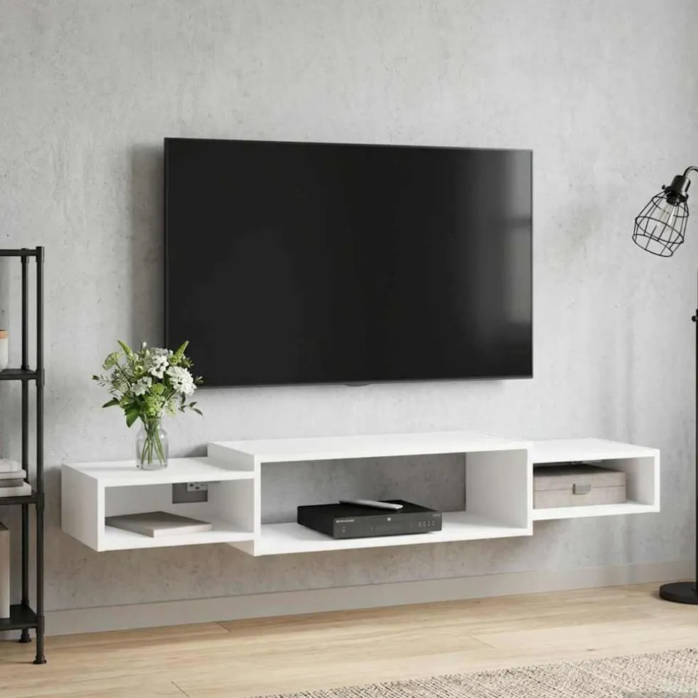 vidaXL Wandgemonteerd tv-meubel Muurmontage Wit 140 x 28 x 21 cm