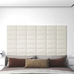 vidaXL Wandhoofdbord 12 st Crèmekleurig Fluweel
