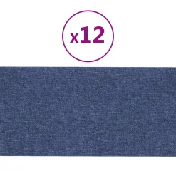 vidaXL Wandhoofdbord 12 st 30 x 15 cm Blauw Stof