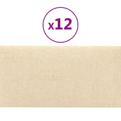 vidaXL Wandhoofdbord 12 st 30 x 15 cm Crème Stof