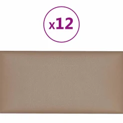 vidaXL Wandhoofdbord 12 st 30 x 15 cm Cappuccino Stof