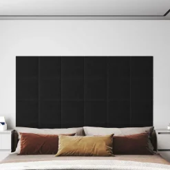 vidaXL Wandhoofdbord 12 st 30 x 30 cm Zwart Stof