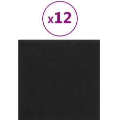 vidaXL Wandhoofdbord 12 st 30 x 30 cm Zwart Stof