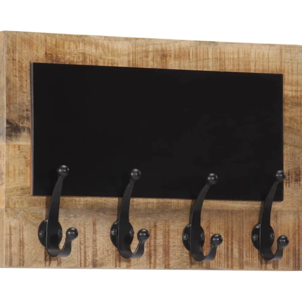 vidaXL Wandkapstokken 2 st met 4 haken massief mangohout