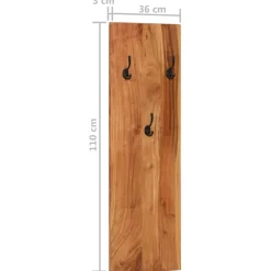 vidaXL Wandkapstokken 2 st 36x3x110 cm massief acaciahout