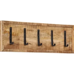 vidaXL Wandkapstok met 5 haken massief mangohout
