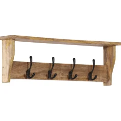 vidaXL Wandkapstok met 4 haken massief mangohout
