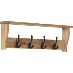 vidaXL Wandkapstok met 4 haken massief mangohout